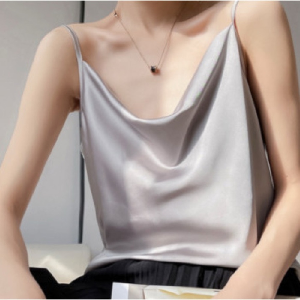 Worthington Silver Satin Cowl Neck Camisole